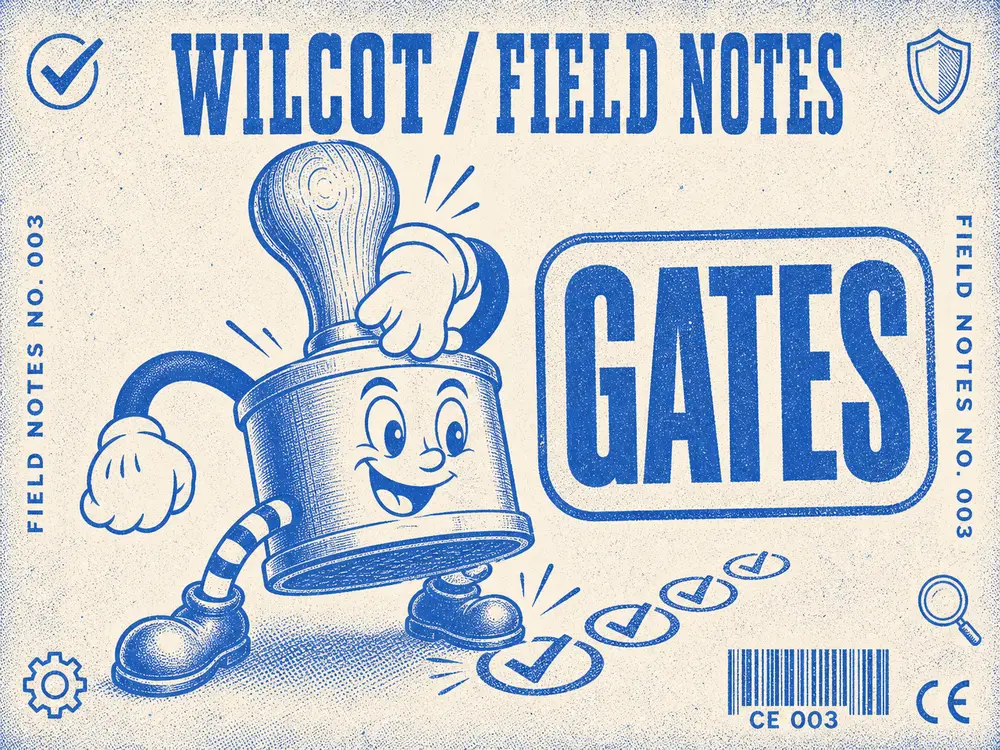 Field note 003, Gates, a rubber stamp mascot